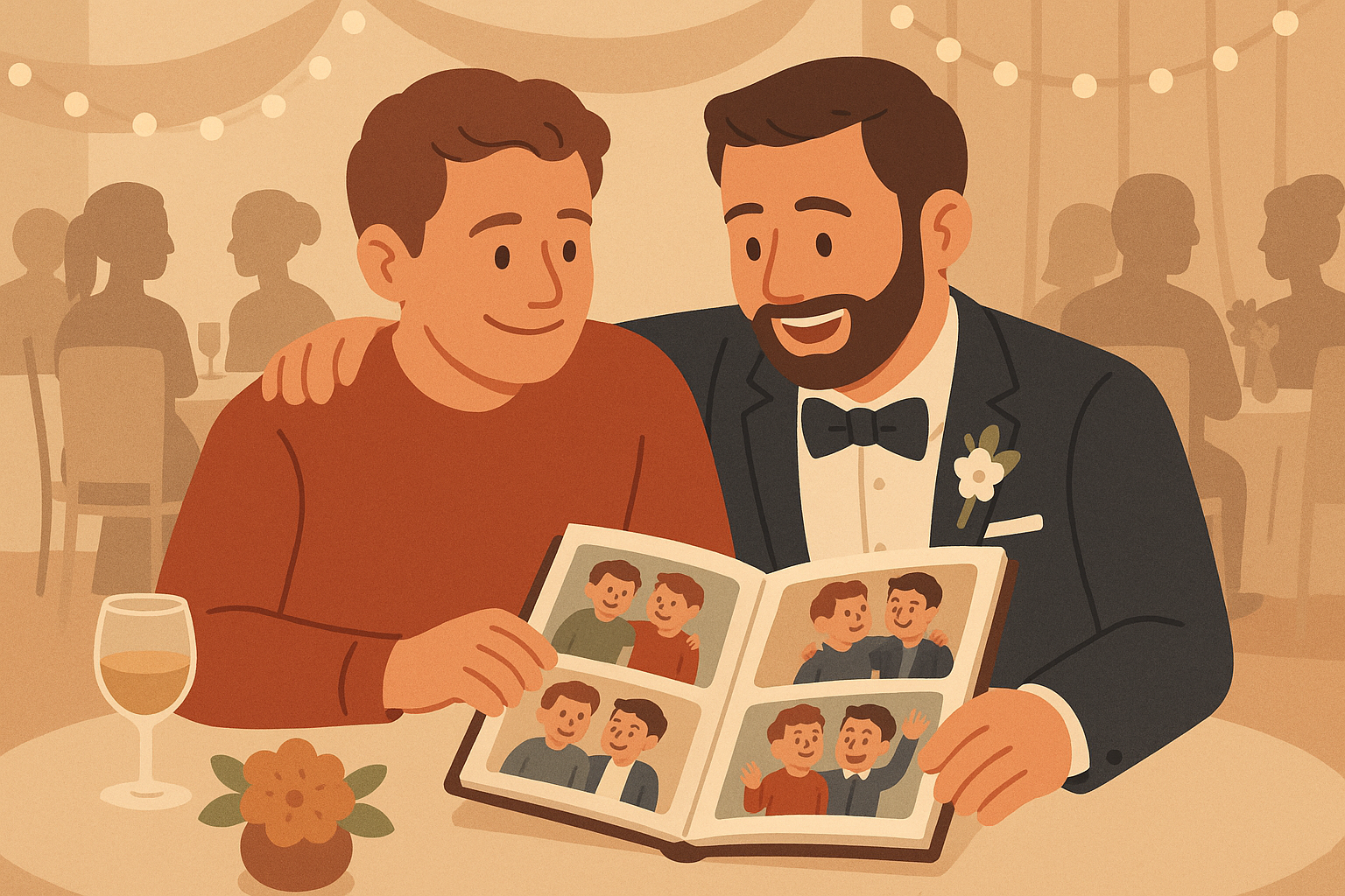 Best man and groom sharing emotional moment