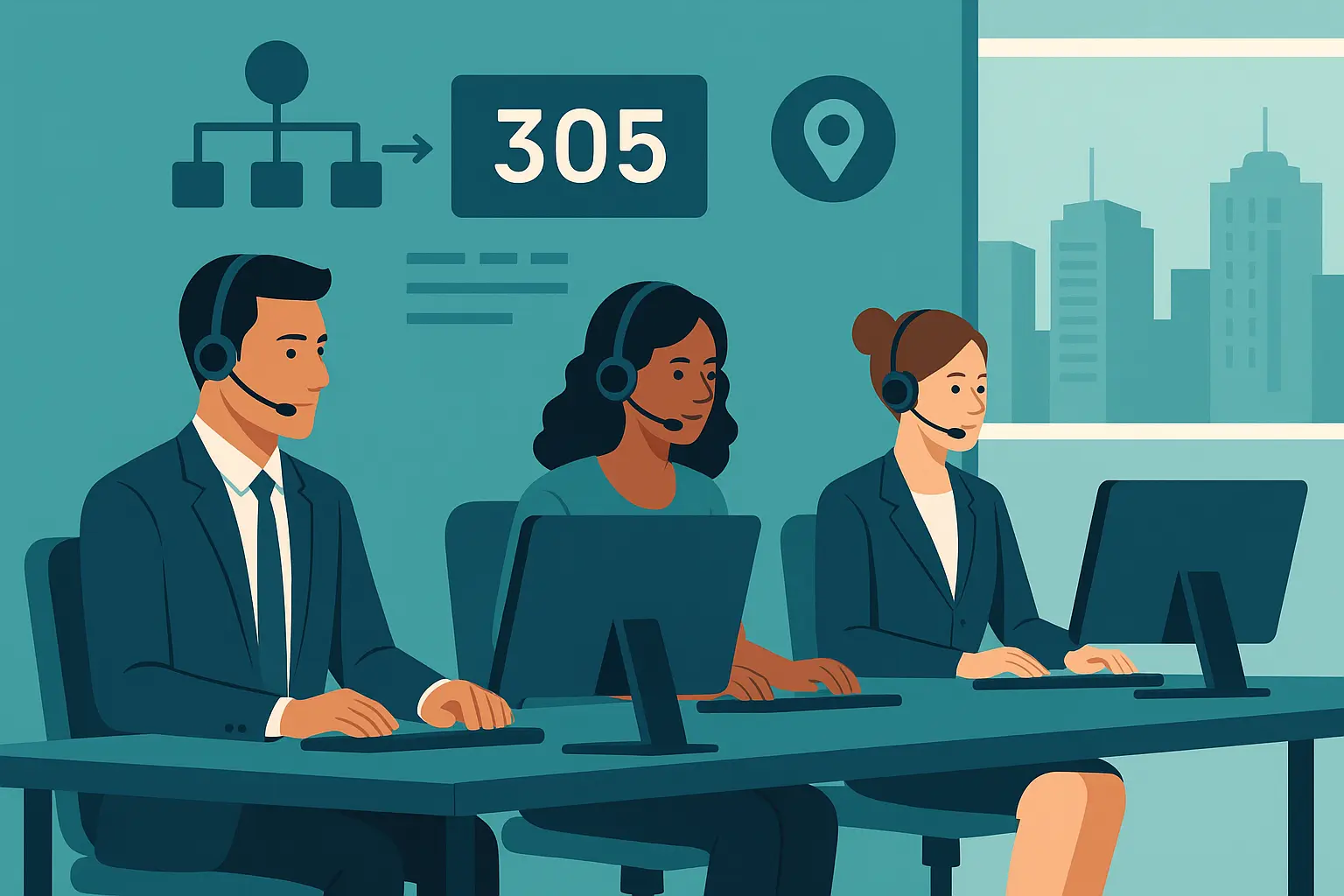 Miami call center with dual area code routing system