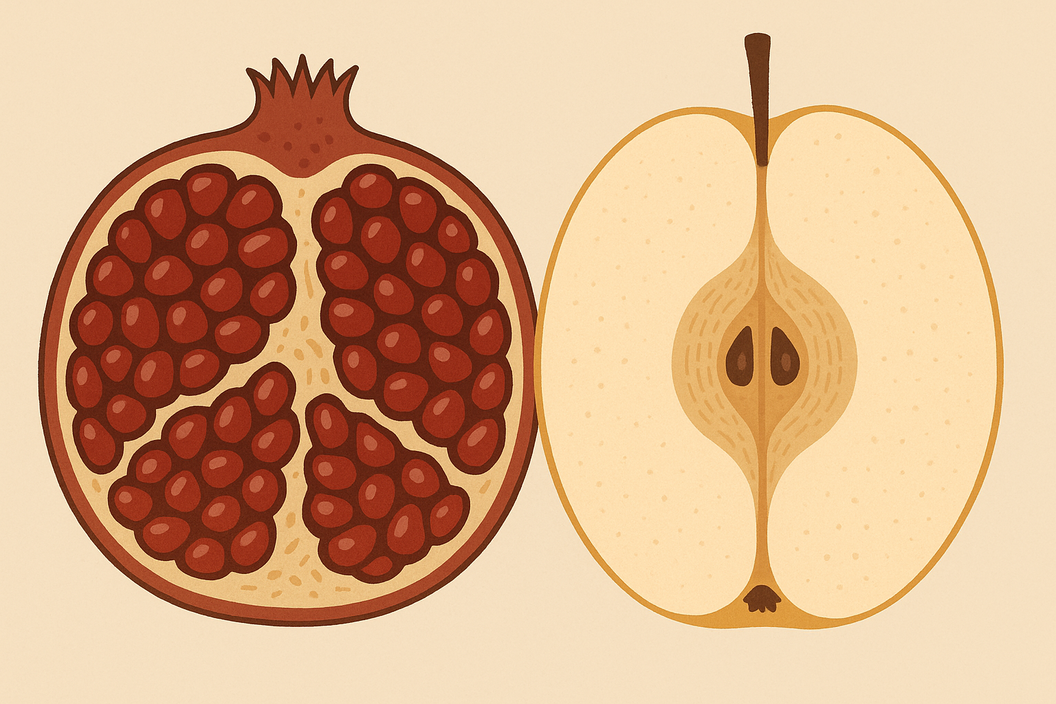 Large fruits including pomegranate and Asian pear
